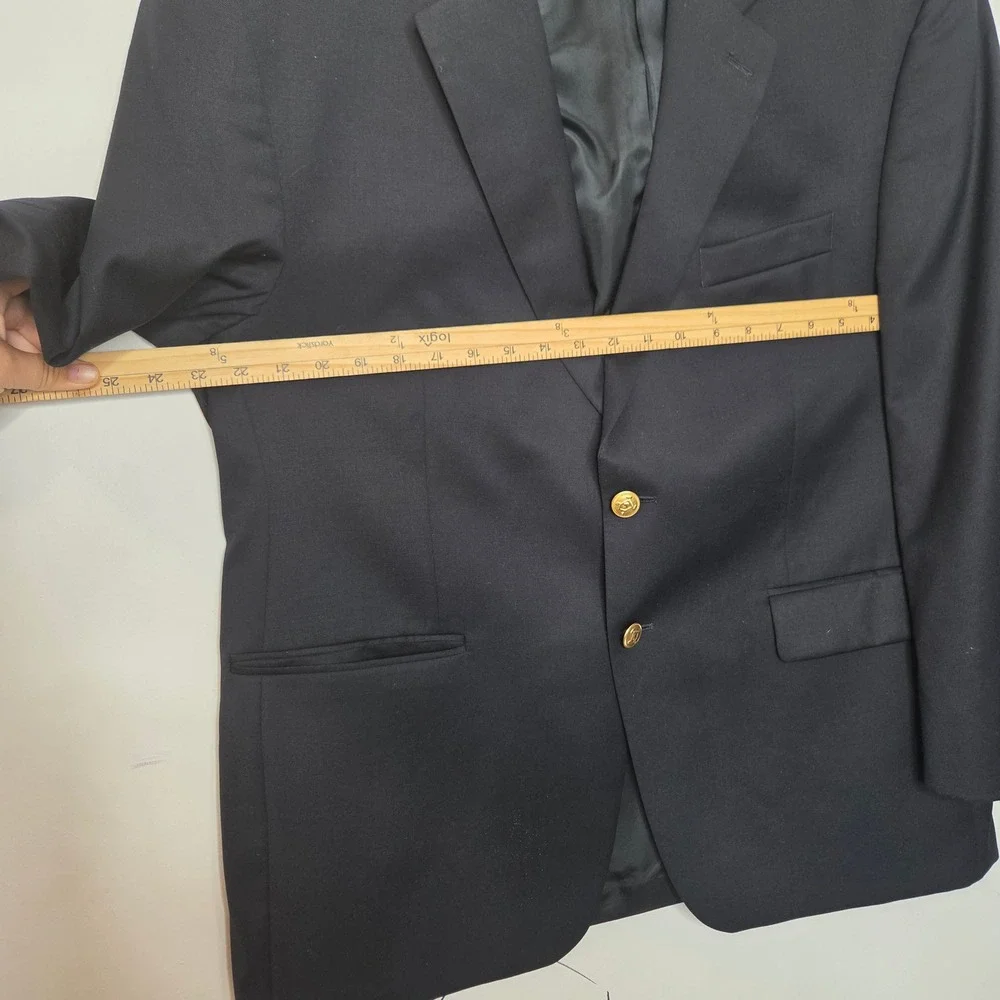 Lauren Ralph Lauren Mens 44S Navy Blue‎ Wool Blazer Gold Crest Buttons